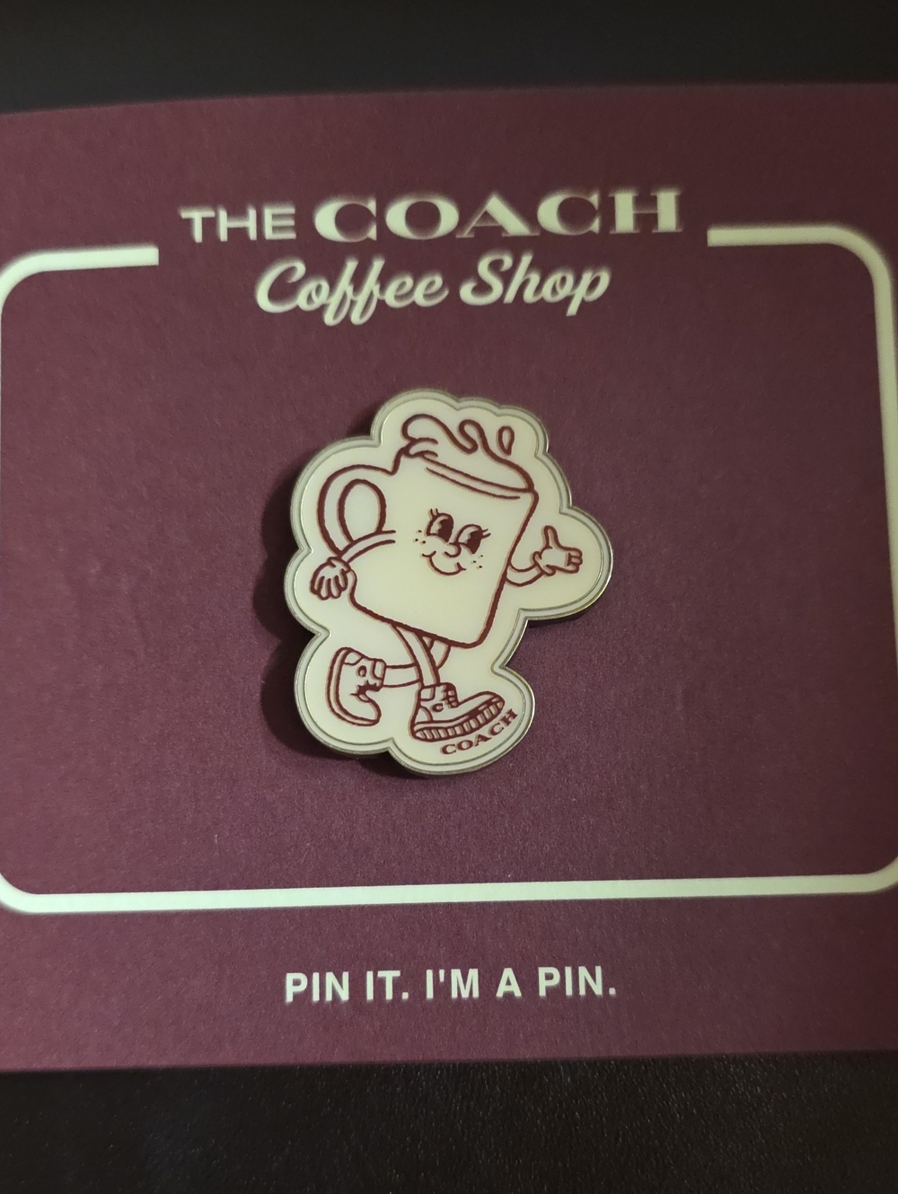 Coach Coffee Shop Cream Enamel Pin New